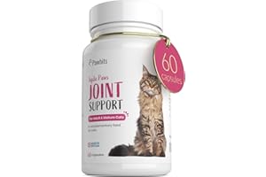 60 Pawbits Joint Support for Cats Tablets for Stiff & Mature Adult Cats Anti-Inflammatory Relief Supplements, Green Lipped Mussel, Glucosamine & Hyaluronic Acid Sprinkle Capsules (60)