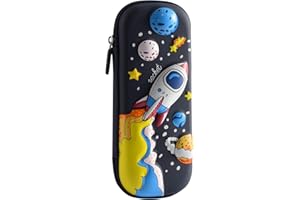 Flyorigin Astuccio 3D per ragazzi e ragazze – Grande portapenne e portaoggetti, Astronave Nera, Set di zaini per la scuola