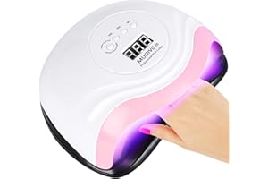MUOIVG Lampara Secadora de Uias LED/UV para Esmalte de Uhias de Gel, 168W Lámpara LED Uñas Pantalla LCD,Sensor Automático,4 Temporizador Profesional de 10s, 30s, 60s y 99 s