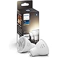 Philips Hue New White Smart LED Light Bulb 2 Pack [GU10 Spot] with Bluetooth Works with Alexa, Google Assistant, Apple Homekit for Indoor Home Lighting
