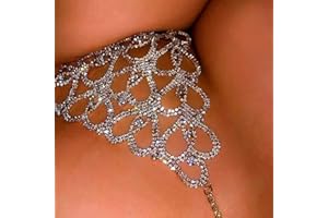 Sethain Boho Cadena de ropa interior de diamantes de imitación Plata Brillante Amor Cristal Bikini bragas Cadenas del cuerpo Club nocturno Accesorios de joyería para mujeres y niñas