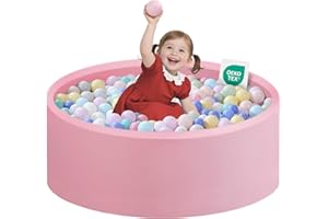 Bällebad Baby 80Cmx30Cm Schaumstoff Ball Pit Kinder Rund Bällebad Baby ab 1 Jahr Baby Bällepool für Innen Ball Pool Mädchen und Jungen (Rosa, Keine Bälle)