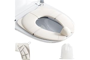 Beauenty Portable Folding Potty Seat, Large Non Slip Pads Travel Potty Training Seat for Kids Boys & Girls, Toddlers Toilet Seat Fits Round & Oval Toilets, Includes Free Travel Bag (White)