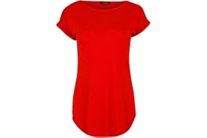 Fashion Star Womens Plain Curved Hem Jersey T-Shirt Top