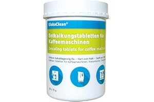 GlobaClean® Tabletki odkamieniające do ekspresu do kawy, czajnika, 30 tabletek odkamieniających, kompatybilne z Siemens Jura Bosch Tassimo Miele i wielu innych.