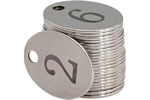 STAYMAX Etiquetas de números de acero inoxidable val con llaveros (1-10)