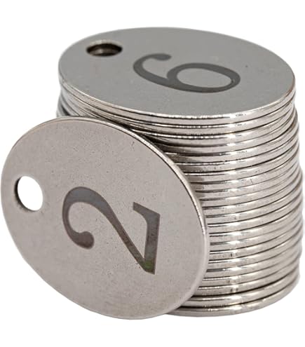 Oval Cutout Numbered Brass Tags With Key Rings 30 Mm X 50mm 1-10