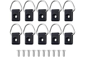 FURNRUBDEN Lot de 10 Anneaux en D pour Kayak, Boucle Noire en D avec vis M6, Anneaux en D de sécurité pour Kayak - Pièces d'accessoires pour sécuriser Le siège, l'ancrage de la Corde, la pagaie, la Laisse