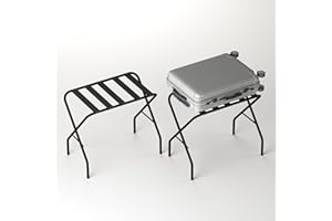 Meltrck Soportes para Maletas Plegable de Metal 2 Piezas, Reposa Maletas para Dormitorio, Hotel, Portaequipajes Plegable para Bolsa de Viaje y Maleta 64 x 38 x 56 cm, Negro