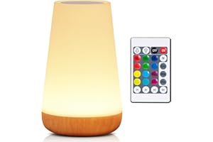 Ledivion Night Light, LED Touch Bedside Table Lamp, 13 RGB Colours Changing, 5 Brightness Level Switch, Timing Function, Rechargable Remote Control Dimmable Light for Bedroom, Living Room