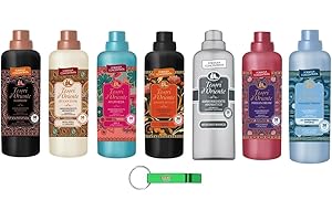 Testpaket Tesori d'Oriente Flüssigkeit Weichspüler, Fabric Softener Weißer Moschus Ayurveda Hammam Byzanthium Japanase Persian Thalasso 7 x 760ml + Beni Culinari Kostenloser Schlüsselanhänger