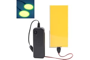 YnGia Glowing LED Eyes Cuttable 12 * 5cm EL Panel Electroluminescent Light Sheet Decorations Light Lamp Sheet Neon Sheet with Battery Inverter (Light Yellow)