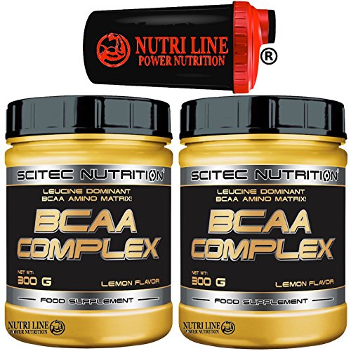 Scitec Nutrition Bcaa Complex 600 gr. (2 x 300 ) Aminoacidi Ramificati 8:1:1 in Polvere 811 + Shaker Nutriline