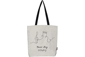 Hello-Bags. Bolso Tote Bag. con Cremallera, Forro y Bolsillo Interior. Exterior: Algodón 100%. Incluye sobre Kraft de Regalo. Modelo Never Stop. Color: Crudo/Negro