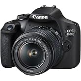 Canon EOS 2000d | Appareil Photo Réflex + (APS-C, 24.1 MP, WiFi, Full HD) + 2ème Batterie + Objectif EF-S 18-55mm f/3,5-5,6 i