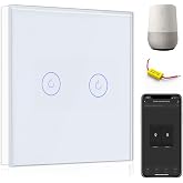 BSEED WiFi Wall Switch, Smart Switch 2 Gang 1 Way with Touch Screen White, Compatible with Alexa and Google Home, APP Control