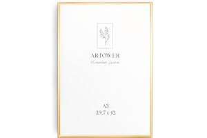 Artower® Metalowa ramka na zdjęcia, złota, cienka ramka na zdjęcia DIN A3, 29,7 x 42 cm, ramka na plakat, duża kolaż, metalowa ramka na zdjęcia 30 x 42 cm, aluminiowa wąska ramka na zdjęcia, złota