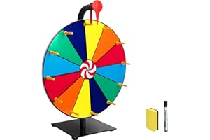 jxgzyy Spinning Prize Wheel 12 Inch Tabletop Roulette Spinner Wheel with Dry Erase Markers and Eraser 12 Color Slots Fortune Spinning Wheel for Trade Show Carnival Party Pub Fortune Game