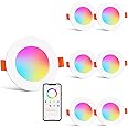 HYDONG LED Downlights for Ceiling Compatible with Alexa, 8W Colour Changing Recessed Ceiling Light, Smart RGB & 2700K-6000K Bluetooth Spotlights, IP44 Ceiling Lights for Bedroom Living Room, 6 Pack