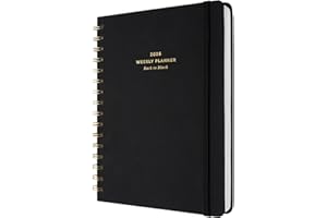 Kokonote Agenda 2026 Semana Vista A5 Negra Back To Black - Agenda semanal Anual mujer Con Cubierta de tela y Anillas - Incluye Pegatinas, Marcapáginas y Apartados funcionales