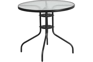 Flash Furniture Bellamy runder Tisch aus gehärtetem Glas, 80 cm