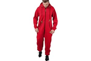 YOSUWOAI Jumpsuit Herren Hausanzug Overall mit Kapuze Kuschelig Fleece Hoodies mit Taschen Langarm Reißverschluss Onesie Einteiler Winter Warm Flauschig Schlafanzug Lang Plüsch Schlafoverall