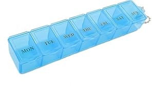 Boxsik - Pill Box Organiser - Blue Tablet Box - 7-Day 1 Time a Day Medicine Storage Case, Weekly Pills Container for Supplements