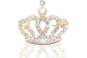 ERHUO Spilla della corona,Spilla della corona della perla,Spille della corona per le donne,Pin della spilla,Spille della corona di cristallo trasparente per le donne per