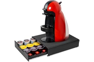 MEELIOCAFE Meelio uchwyt na kapsułki do Nespresso, Dolce Gusto, Tchibo, Lavazza, 20 kapsułek, antypoślizgowe nóżki, szuflada z siatki, czarny, przechowywanie kapsułek (czarny)