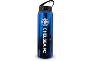 Hy-Pro Oficjalnie licencjonowana aluminiowa butelka UV Chelsea F.C 750 ml, zintegrowana składana słomka, neochromatyczne wykończenie, szczelna, lekka, bez BPA, barca, blues