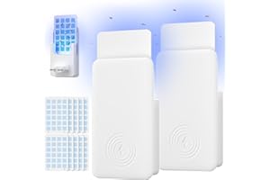 OUSFOT Trampas para Moscas, 2 Dispositivos Matamosquitos 10 Tarjetas de Pegamento Trampa para Insectos Voladores Enchufable para Moscas,Polillas,Mosquitos