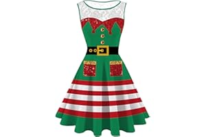 Evensu Women's Christmas Dress Plus Size Sleeveless Dress Women 1950s Vintage A-line Cocktail Holiday Party Dresses