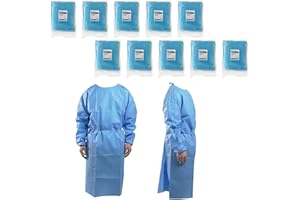 HansaGT Medical 100 Stk PP+PE Schutzkittel Einweg 32g,OP Kittel Blau,Einweg Kittel,Vlieskittel, Patientenkittel,Einmalkittel,Schutzkittel, Einwegkittel