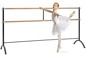 ‎KLARFIT Klarfit Ballettstange, Freistehende Ballettstange für Zuhause, Barre, Tanzstange für Ballet, Bewegungstraining & Stretching, Balletstange Mobil, Stahlrohre mit Holzoptik,