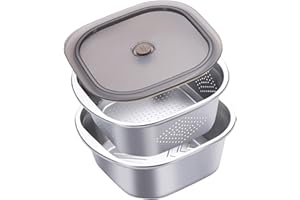 KiBcsLic Küchensiebschüssel, Edelstahl-Nudelsieb, Siebschüssel mit verstärktem Rahmen, Rührschüsseln, Küchensieb-Abtropfhilfe zum Abtropfen von Nudeln, Waschen von Gemüse, Obst und Reis, 4600 ML