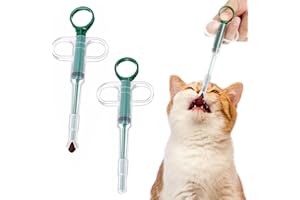 YUFFQOPC Tabletteneingeber Katze 2 Stück Tabletten Feeder Tablettenteiler Haustier Medikamenten Spritze Wiederverwendbare Pet Pusher Spritze Tablettengeber für Katzen Kleine Hunde