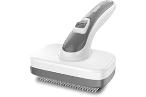 WOPQAEM Dogs Cats Self Cleaning Slicker Brush for Shedding & Grooming Any Breed of Pets, Remove Loose Undercoat Knots Mats Tangled Hair for Small Medium Large Animal With Long Short Fur Length-Gray