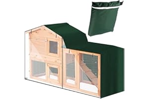 BOSKING Dreieckige Abdeckung für Kaninchenstall, Kaninchen, Tierstall, Abdeckung, Haustierhaus, Kaninchenkäfig, Abdeckung (147 x 52 x 86 cm, grün)