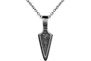 INFINIONLY Mens Stainless Steel Necklace Pendant: Vintage Arrowhead Pendant for Teenager - Creative Necklaces with 55cm Chain - Novelty Jewellery