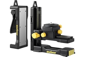 Enventor Adaptateur Niveau Laser, Laser Level Adapter à 360° avec Filetage Mâle 1/4"-20, Rotation Précise à Micro-réglage, Base Pivotante Magnétique Multifonctionnelle avec Clip Réglable(PV11)