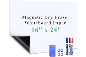 Warasee Tableau blanc magnétique effaçable à sec, 40 x 60 cm, tableau blanc autocollant pour mur, facile à écrire et à nettoyer, tableau effaçable à sec pour enfants, bureau, maison, avec marqueur,