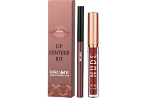 BYUP Ensemble crayon à lèvres et rouge à lèvres | Velvet Lip Liner Brillant à Lèvres Mat Hautement Pigmenté,Coffret cadeau maquillage brillant à lèvres imperméable longue durée pour filles Pewell