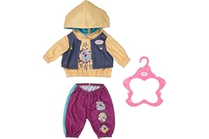 ZAPF CREATION BABY born Outfit con Sudadera - Para muñecas de 43 cm - Incluye sudadera, pantalones y percha - Fácil para manos pequeñas - Fomenta la empatía y las habilidades sociales - Edad: 3+ años
