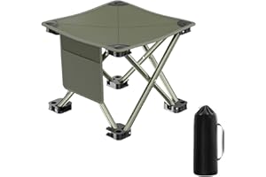 BTIUGYI Sgabello da campeggio, pieghevole, portatile, con custodia, per esterni, mini sgabello pieghevole, leggero, per escursioni, giardino, pesca, barbecue, spiaggia (verde militare, 33 cm)