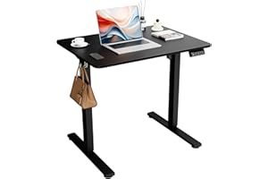 ‎ERGOMAKER ERGOMAKER Elektrisch Höhenverstellbarer Schreibtisch 80×60 cm – Kleiner Stehschreibtisch mit 2-teiliger Tischplatte, Schreibtisch Höhenverstellbar für Home Office, Schwarz (Gestell + Tischplatte)