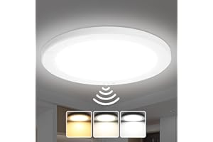 Wondlumi 18W LED Ceiling Light with Motion Sensor, 3000K/4500K/6000K 3CCT 1800LM Round Ultra Slim Ceiling Lights PIR Motion Detector Indoor 240V for Hallway, Stair, Balcony, Garage