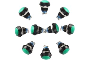 Larcele 12mm Drucktaster Wasserdichter Mini Metal Momentan Druckknopf mit Schraubanschluss, 10 Stück JSANKG-13 (Grün) MEHRWEG