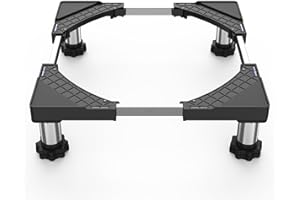 DEWEL Verstellbare Waschmaschinen Untergestell, Podest für Waschmaschine und Trockner, Bärenlast 350kg, Einstellbare Breite 44.5-67cm, Erhöhung Höhe 13cm-17cm, Schwarz