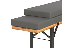 ‎AMOPATIO Amopatio 2er Set Bierbankauflage gepolstert, 180x25x4 cm XL Biertischgarnitur Auflagen Outdoor & Indoor, Bezug waschbar, Wasserdicht & UV-Schutz, Grau