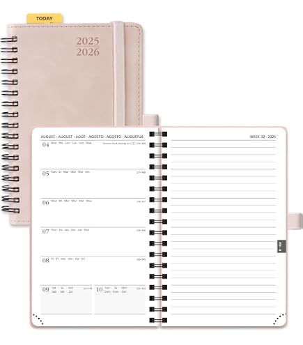 Agenda De Poche 2025-2026 POPRUN - Format A6 (16x10,5 Cm) - Couverture Rigide - 144 Pages - 2 Rubans Marque-pages